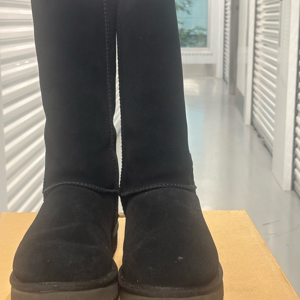 UGG Classic Tall Logo Black Rubber Boot - Picture 9 of 16